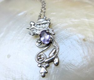 Amethyst charm necklace 925 silver with chain
