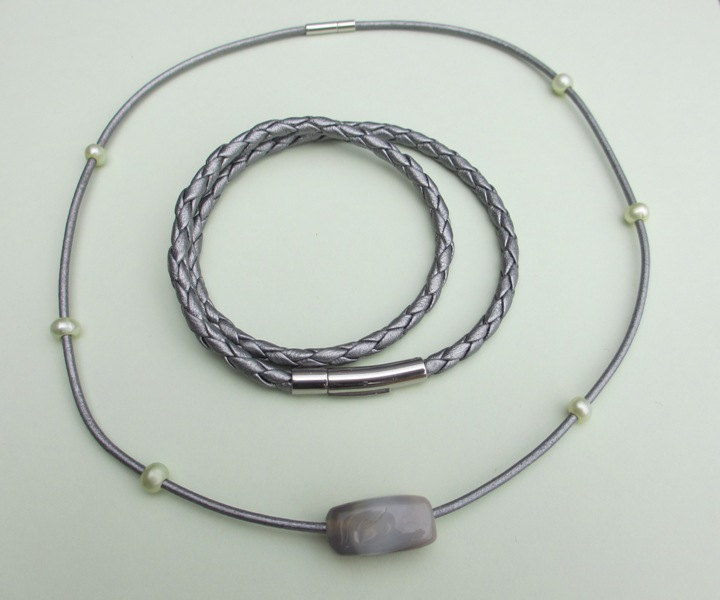leather bracelets necklaces set