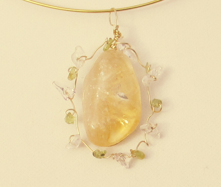 tumbled yellow citrine necklace