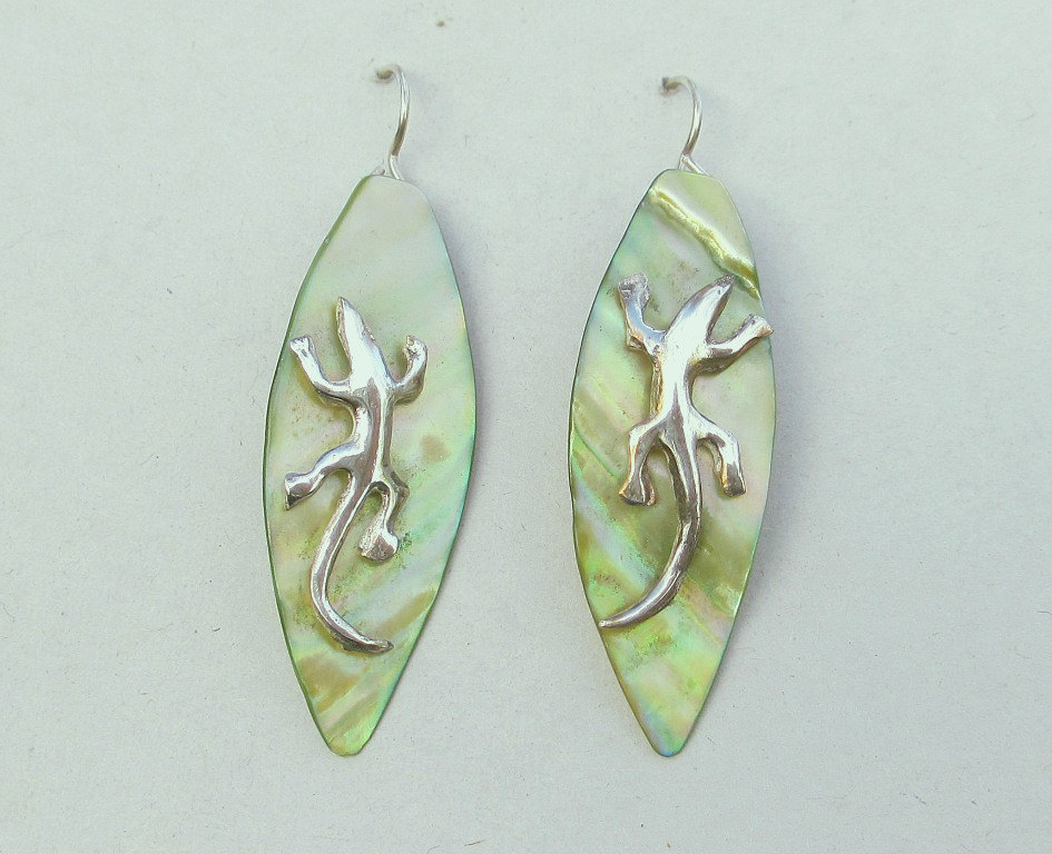 silver lizard earrings