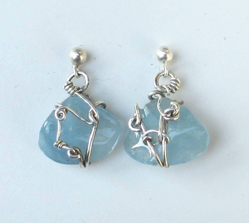 raw aquamarine earrings