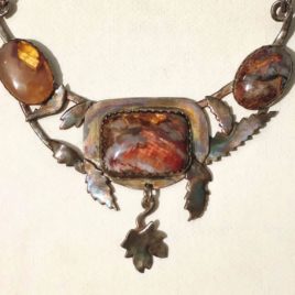 Pietersite necklace silver leaves