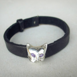 Silver cat head bracelet or pendant