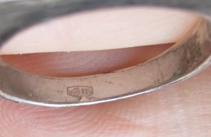 Copper ring, silver plated and "hallmarked" 925-silver