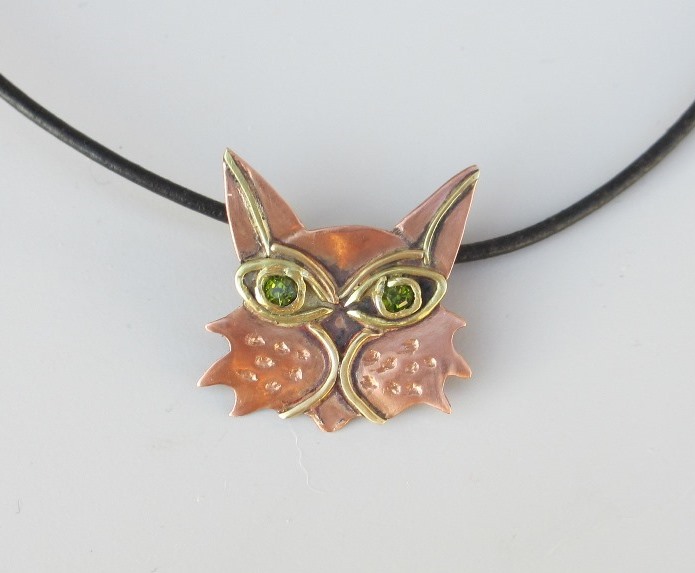 copper cat necklace
