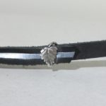leather wrap bracelet silver amber - smaller leaf