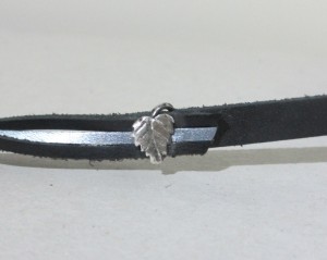 leather wrap bracelet silver amber - smaller leaf