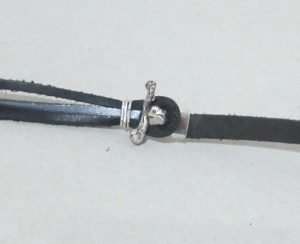 leather wrap bracelet silver amber - clasp
