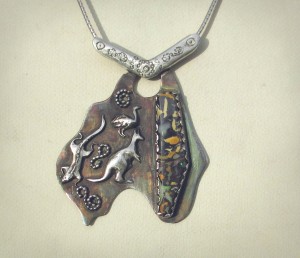 Australia necklace silver black opal