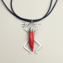 Devil necklace sterling silver coral horn