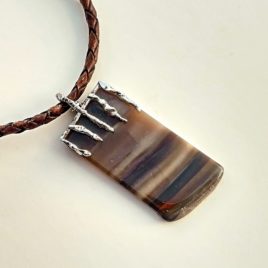 Flint pendant sterling silver, polished flint stone