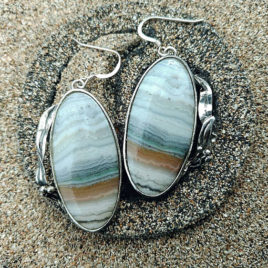 Banded agate earrings sterling silver