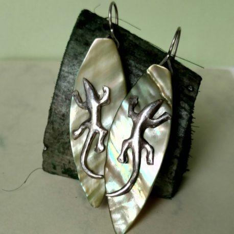 silver lizard earrings