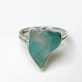 cat profile ring, carved from amazonite, set in sterling silver, custom size