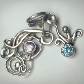 Blue pink silver charms