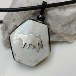 Silver wolverine animal necklace