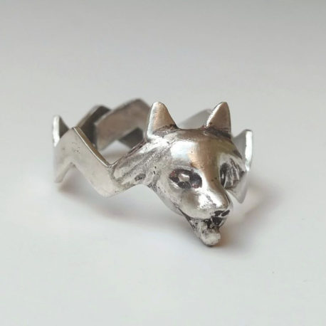 Wolf head ring sterling silver