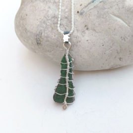 Christmas tree necklace uvarovite crystal sterling silver