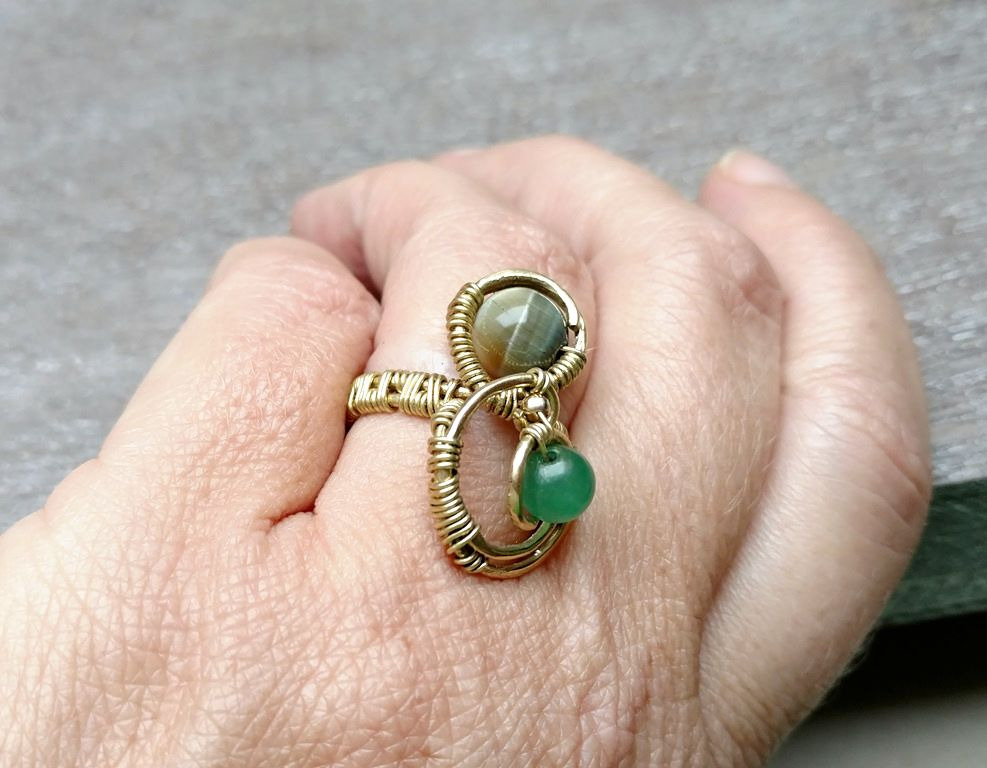 Chrysoprase Wire Wrapped Ring