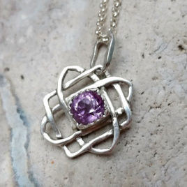 Star of Svarog amethyst charm, pendant, 925 silver