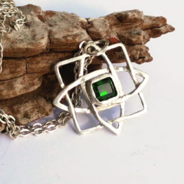 Slavic pendant chrome diopside in sterling silver