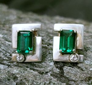 jera rune earrings genuine emerald