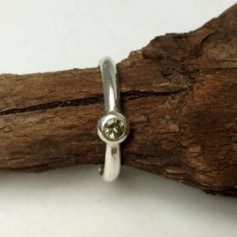 Tiny green sapphire ring sterling silver, stacking or engagement ring