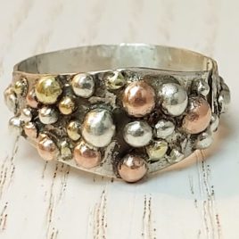 Multi metal ring bubbles, silver, copper, brass