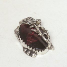 Eudialyte pendant sterling silver, red rose