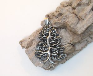 Artisan Tree of Life Pendant, fine silver beech tree