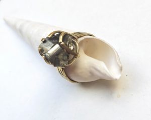 Pyrite crystal ring brass, sized to order EU 16-22