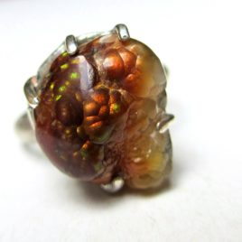 Mexican fire opal ring sterling silver size 17,3/ 7 US