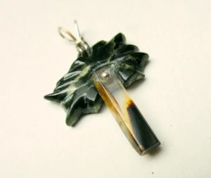 Wyoming jade tree pendant,, moss agate, sterling silver