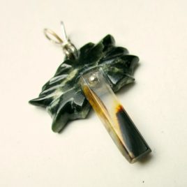 Wyoming jade tree pendant,, moss agate, sterling silver