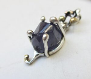 Dainty water sapphire pendant sterling silver golden balls
