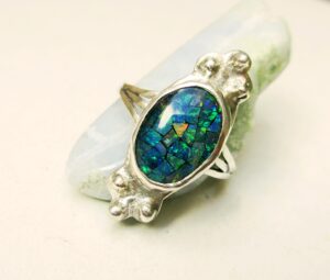Opal mosaic ring sterling silver SIZE 18,3