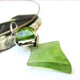 Double rhombus peridot pendant sterling silver