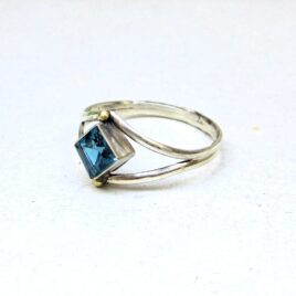 Blue London Topaz Ring Sterling Silver 14 k gold, sized to order