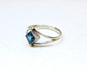 Blue London Topaz Ring Sterling Silver 14 k gold, sized to order