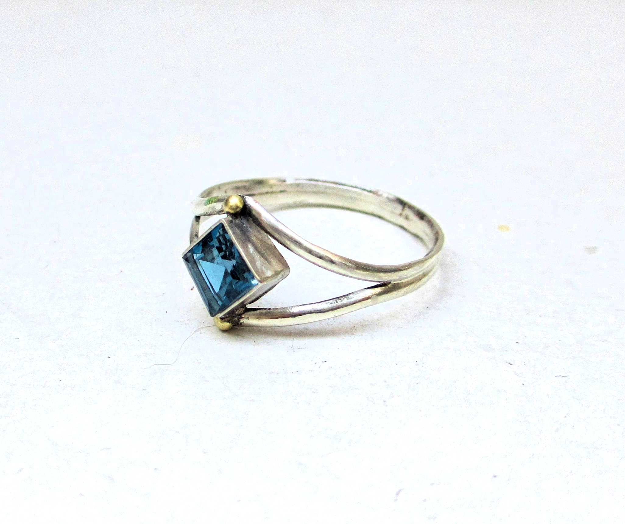 Blue London Topaz Ring Sterling Silver 14 k gold, sized to order