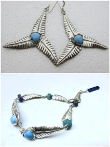 Wind turbine earrings piece of jewelry before and after