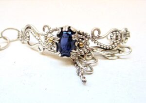 IUolite bracelet silver and gold