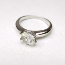 Raw Herkimer diamond quartz ring, sterling silver