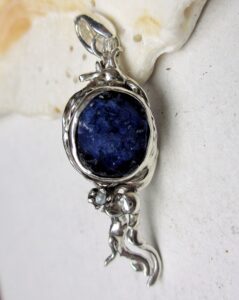 Raw blue sapphire necklace